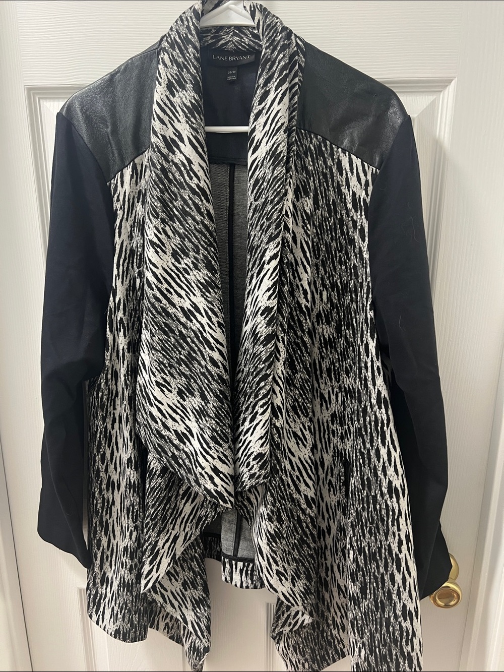 Lane Bryant Black and White Waterfall Drape Jacket